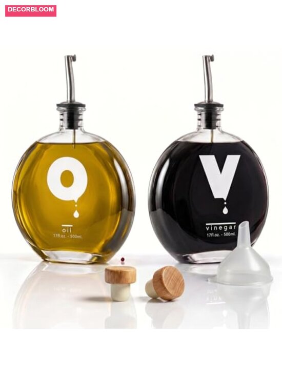 Other - Glass Oil and Vinegar Dispenser Set 17oz with Corks & Pourers